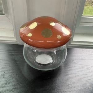 Target Bullseye Playground Polka Dot Glass Mushroom Canister Jar Orange